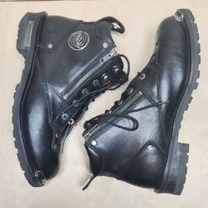 Milwaukee Leather Black Moto Boots Men 10.5 Biker Combat Ankle Shoes